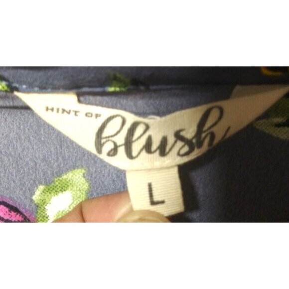 Hint of Blush Boho Floral Dress short Blue Pink long sleeves bell elastic waist - Picture 7 of 10